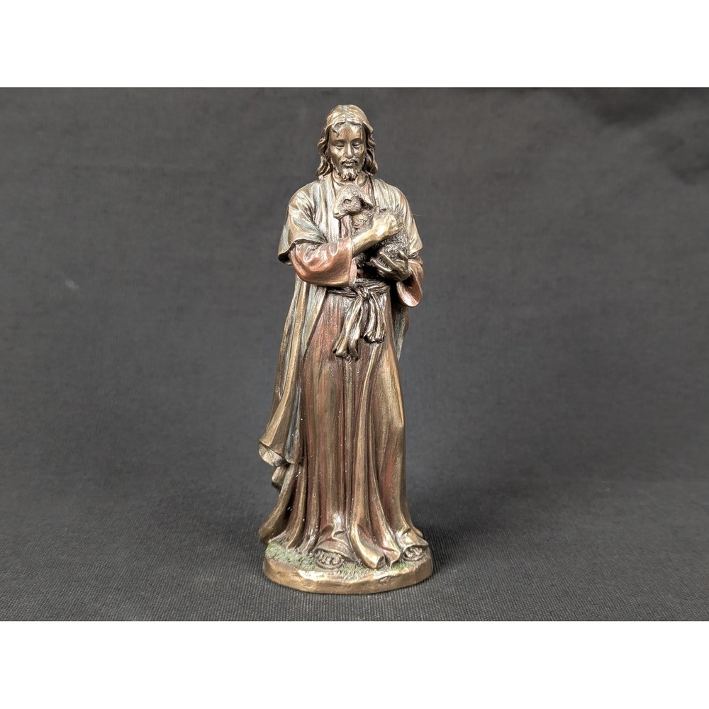 Veronese Design Good Shepherd Jesus Statue Bronze Finish Religious Figurine